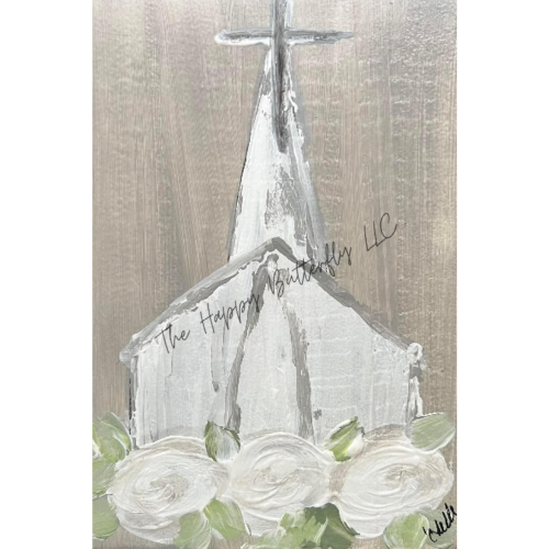 Country Church in Gray: Custom Design Flag