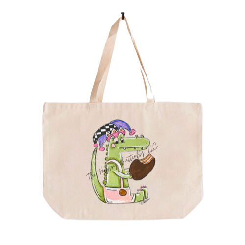 Bayou Benny: Custom Mardi Gras Tote Bag- Large Size