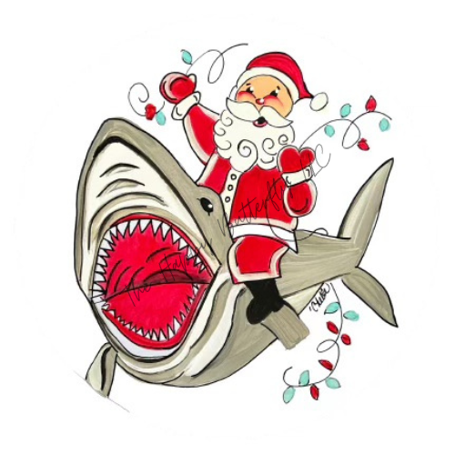 Santa on a Shark: Custom Christmas Ornament