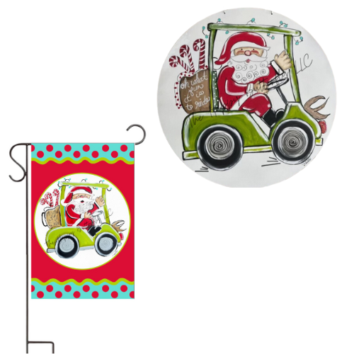 Santa on Golf Cart: Custom Flag