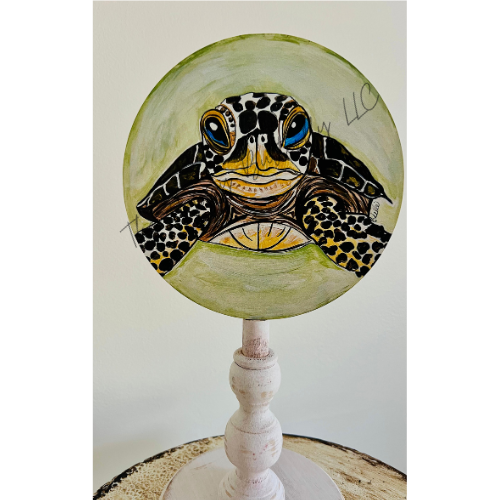 Ms. Cora-Ree, the sea turtle who swaps hats all year long: Custom Topper