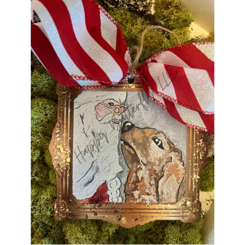 Santa and Dog: Custom Christmas Ornament