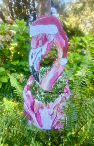 Christmas Flamingo | Custom Garden Stake