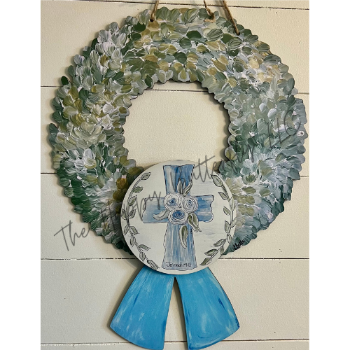 Serenity in Blue, Vintage Cross: Custom Interchangeable Door Attachment