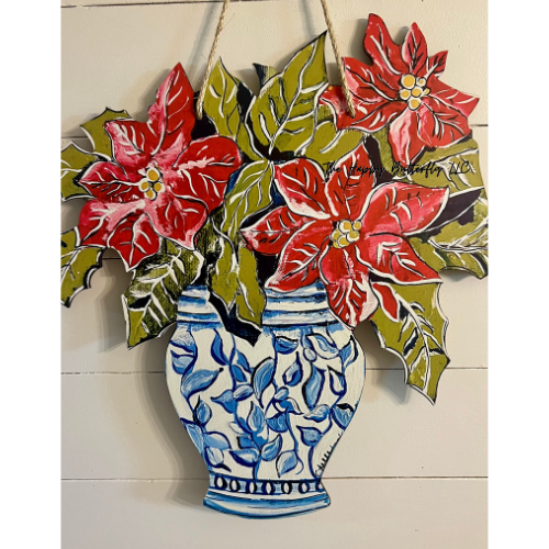Red Poinsettias | Custom Door Hanger