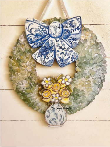 Lemon Chinoiserie | Custom Interchangeable Wreath Attachment