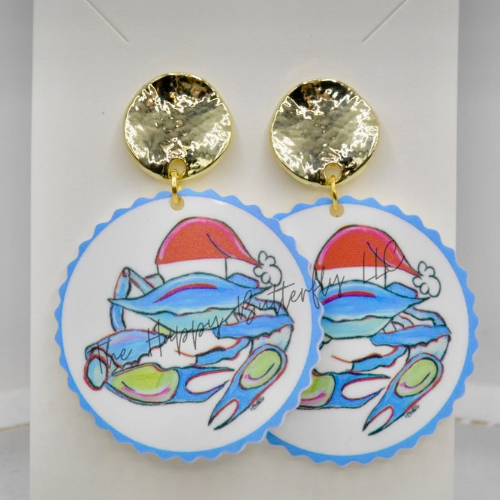 Santa Crab: Custom Christmas Earrings