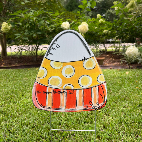 Polka Dot Candy Corn | Custom Garden Stake