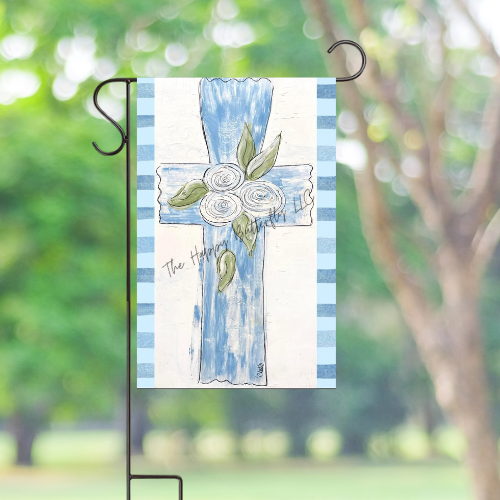 Serenity in Blue, Vintage Cross: Custom Flag