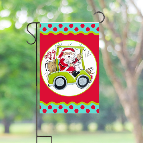 Santa on Golf Cart: Custom Flag