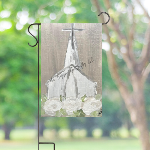 Country Church in Gray: Custom Design Flag