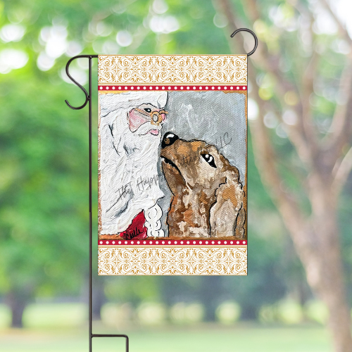 Santa and Dog: Custom Christmas Flag